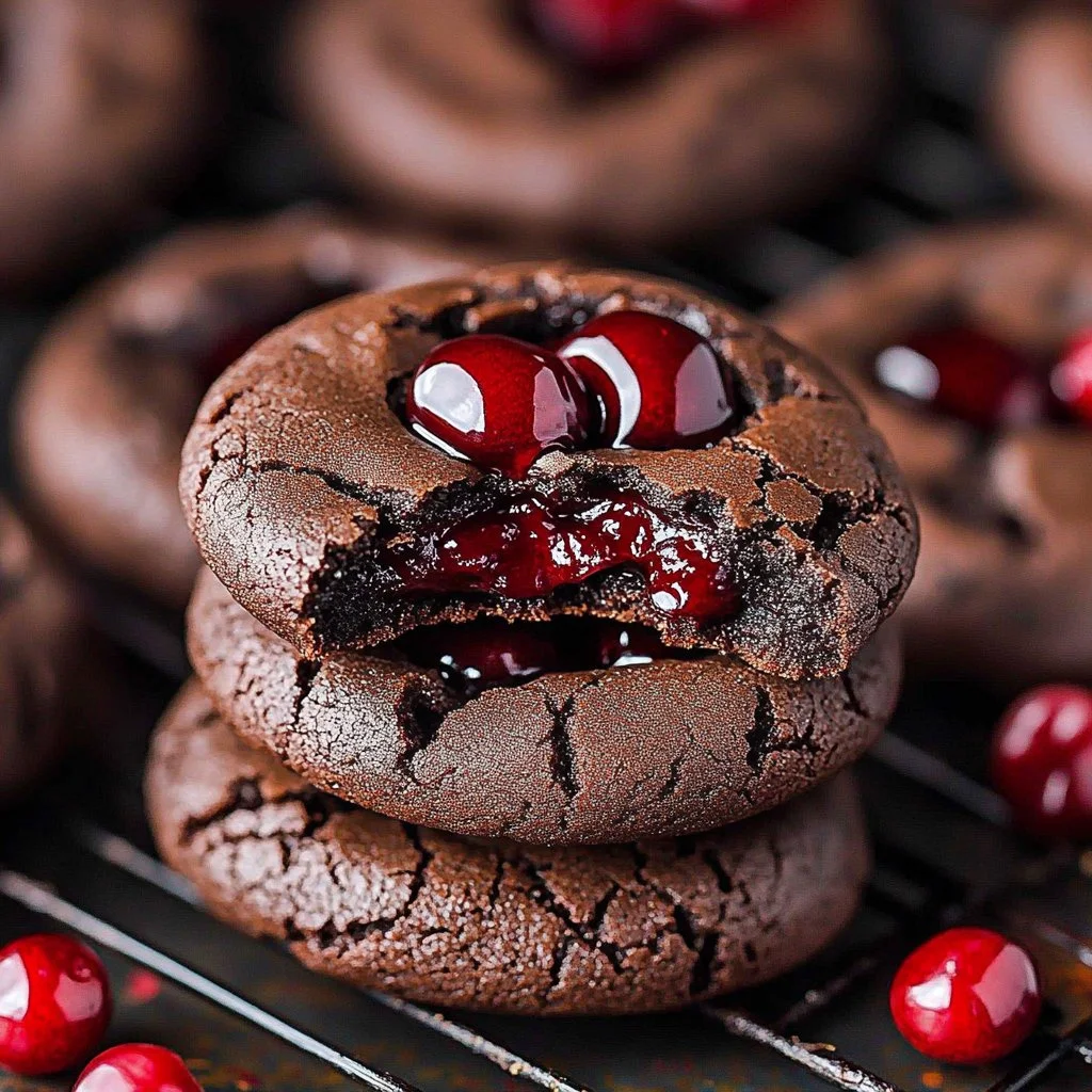 Delicious Chocolate Cherry Cookies with chocolate chunks and cherry pieces.