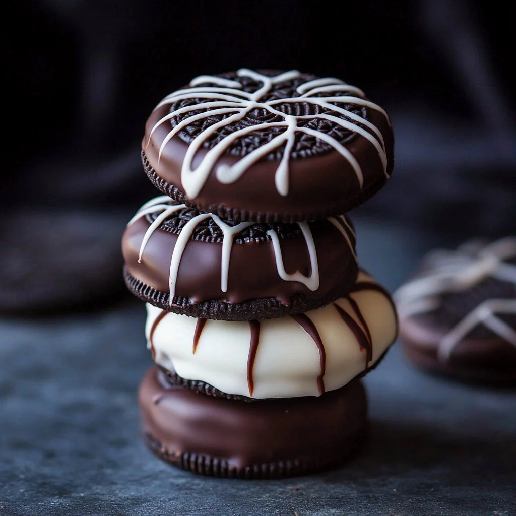 Chocolate Dipped Oreo Cookies with a rich, glossy finish