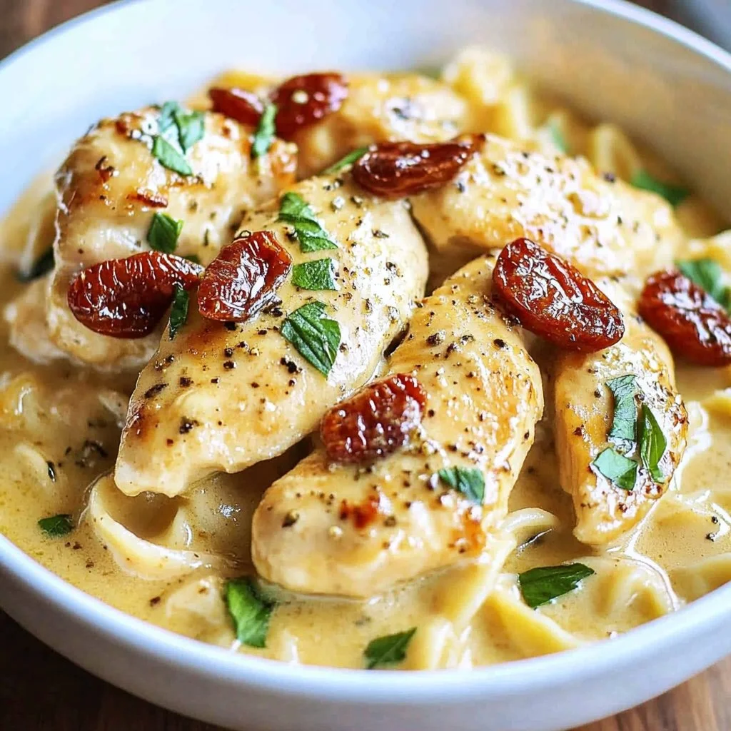 Creamy Slow Cooker Marry Me Chicken served with herbs and spices