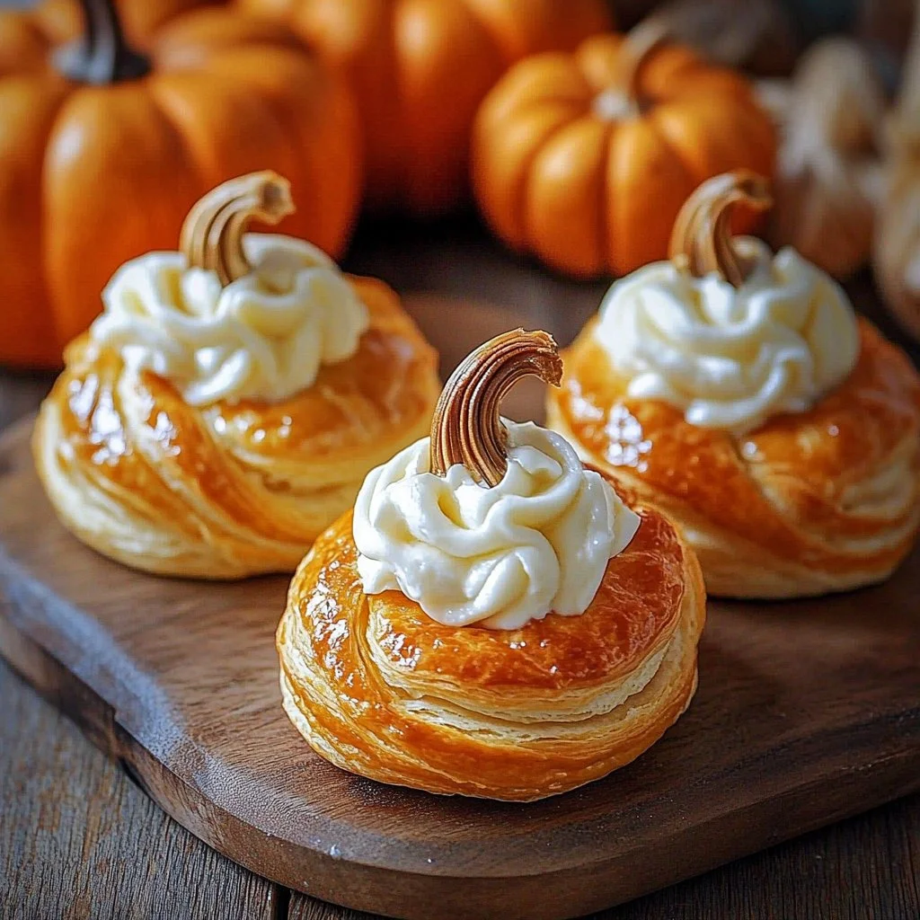 Crescent rolls filled with pumpkins cream cheese for a festive dessert