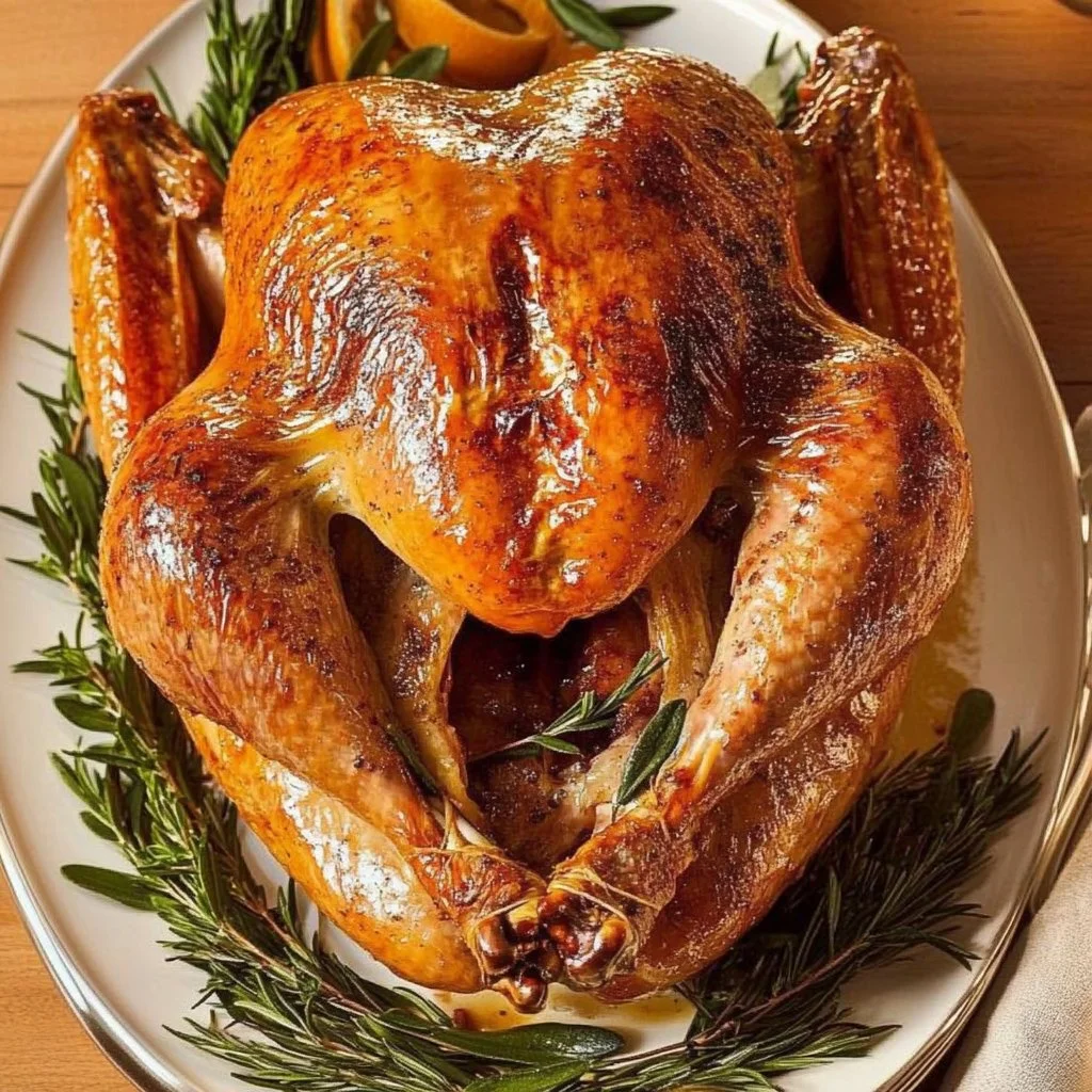 A perfectly dry brined turkey ready for roasting on a cutting board.