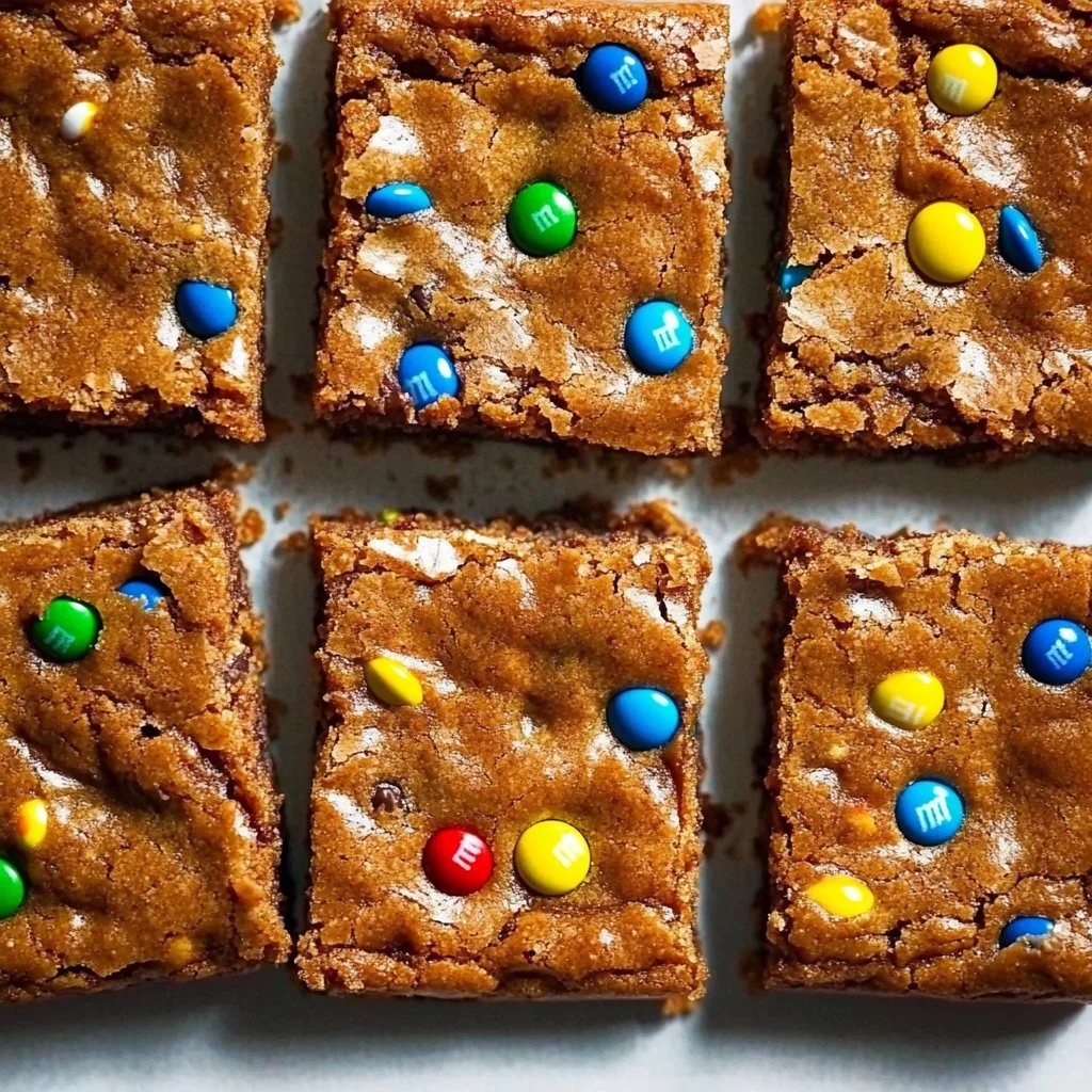 Delicious M&M cookie bars, a colorful and tasty dessert treat