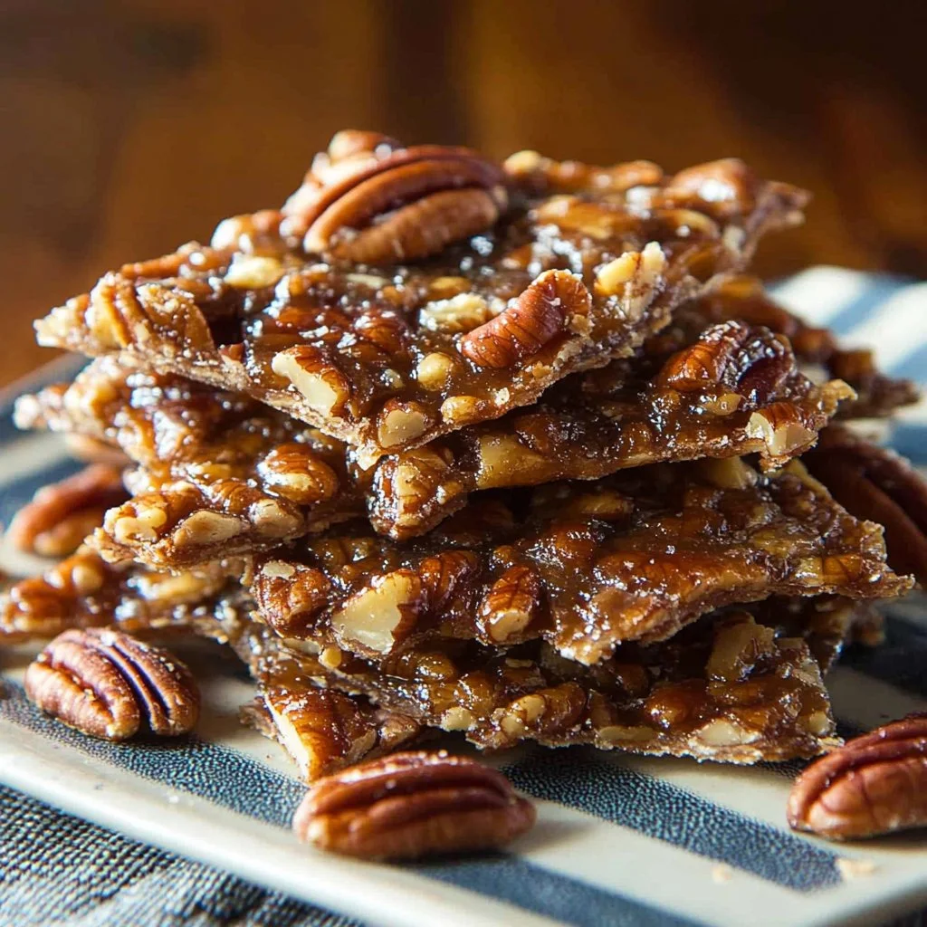 Delicious Pecan Pie Bark with graham pecans and chocolate topping