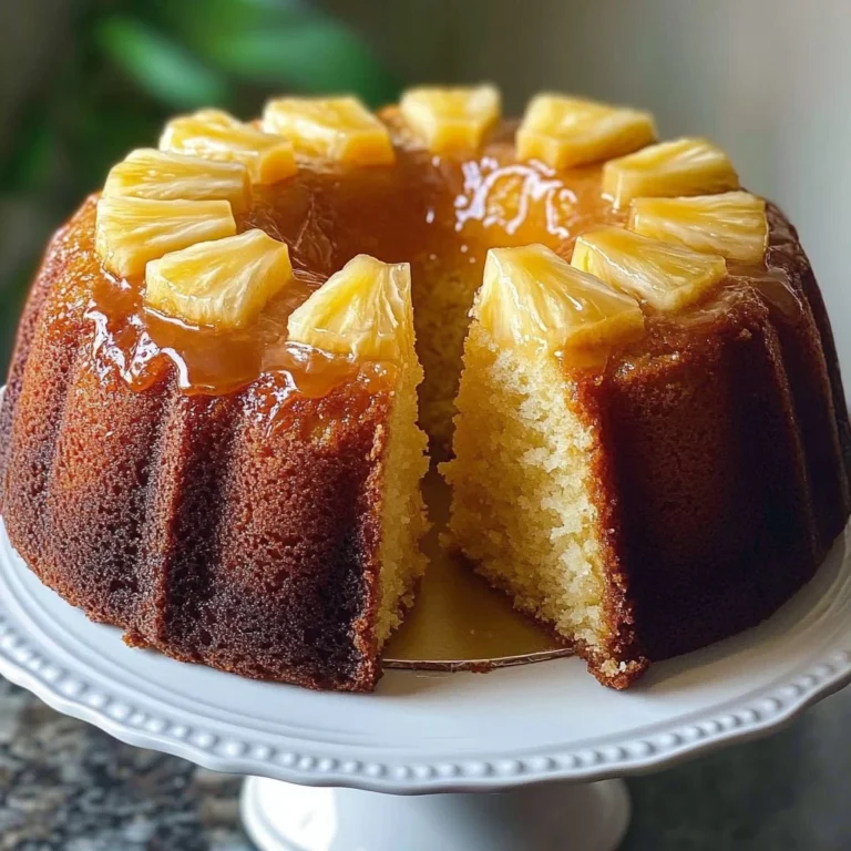 Delicious homemade Pineapple Pound Cake garnished with fresh pineapple slices.