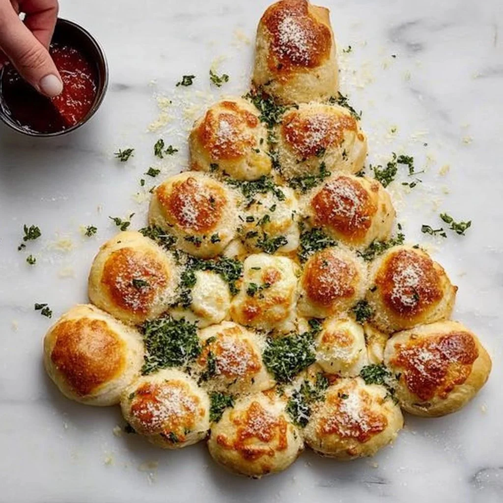 Delicious Pull-Apart Christmas Tree bread decorated for the holidays.