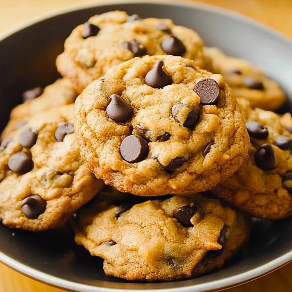 Delicious homemade Pumpkin Chocolate Chip Cookies on a rustic table