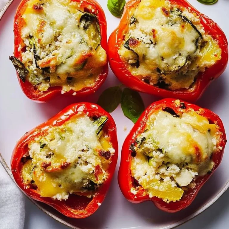 Roasted ricotta stuffed peppers filled with creamy cheese and herbs.