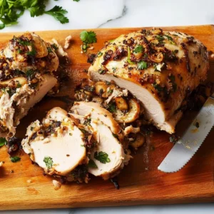 Delicious stuffed turkey breast ready for a festive meal