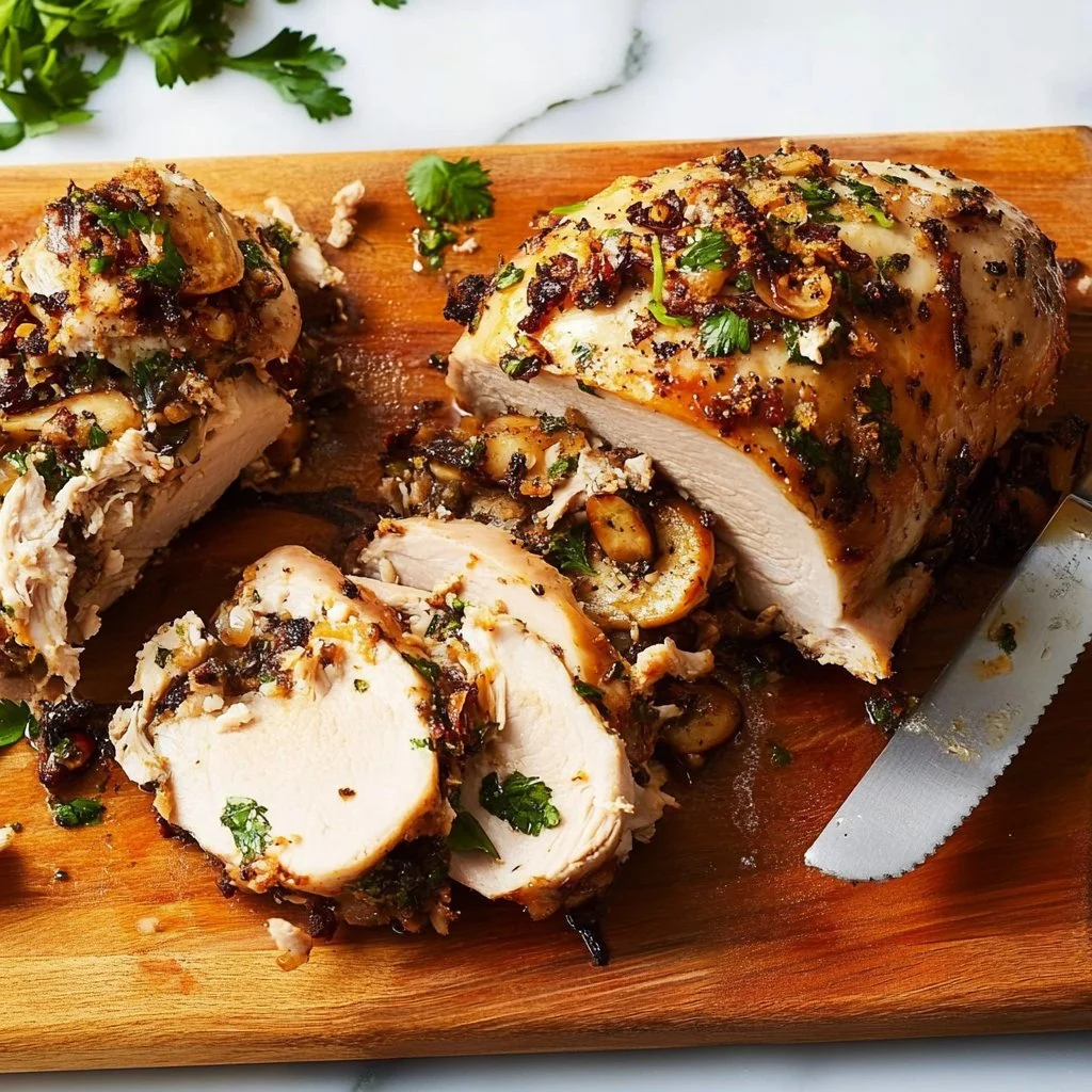 Delicious stuffed turkey breast ready for a festive meal