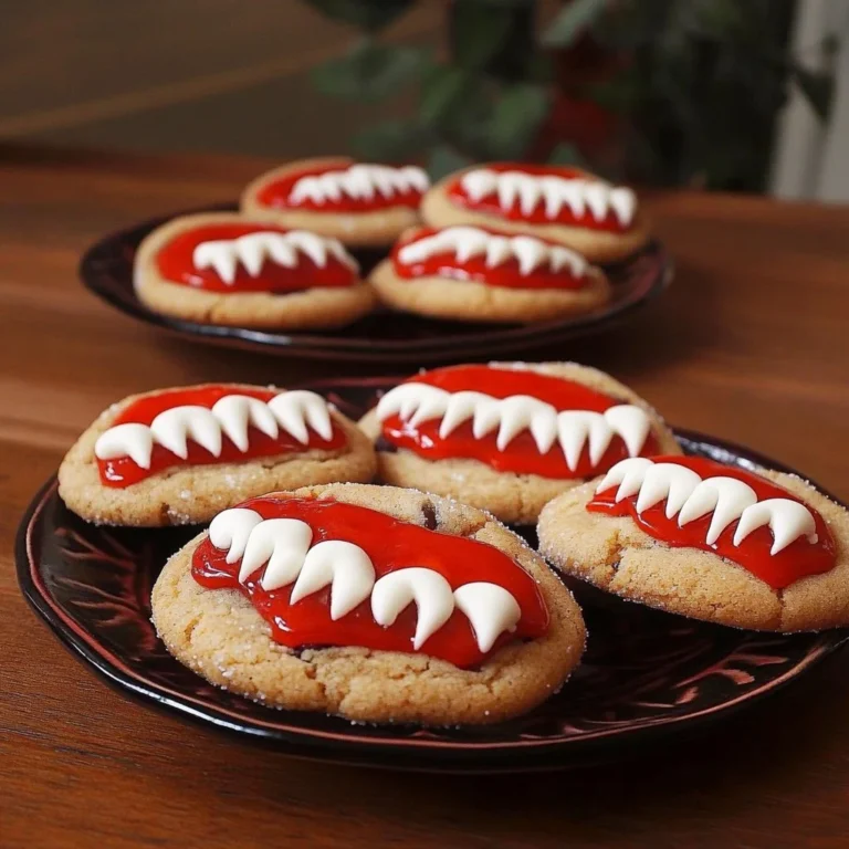 Delicious Vampire Cookies with spooky decorations for Halloween