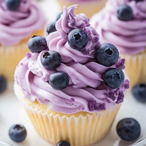 Delicious blueberry cream cheese frosting on a cake
