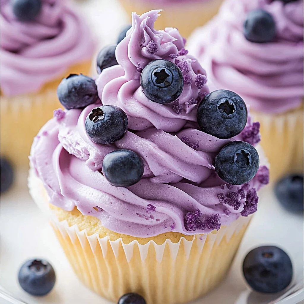 Delicious blueberry cream cheese frosting on a cake