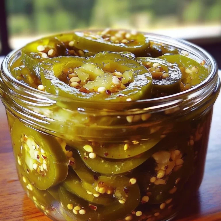 Jar of Bread and Butter Jalapeño Pickles with fresh jalapeños and spices