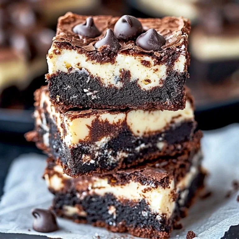 Delicious cheesecake brownies topped with a creamy layer on a chocolate base.