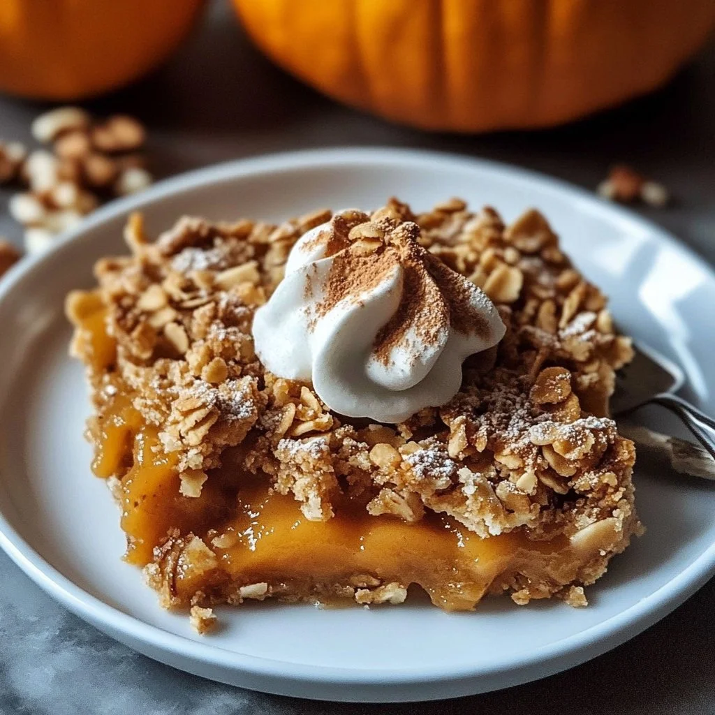 Delicious Cinnamon Pumpkin Crisp served in a bowl with a sprinkle of cinnamon on top
