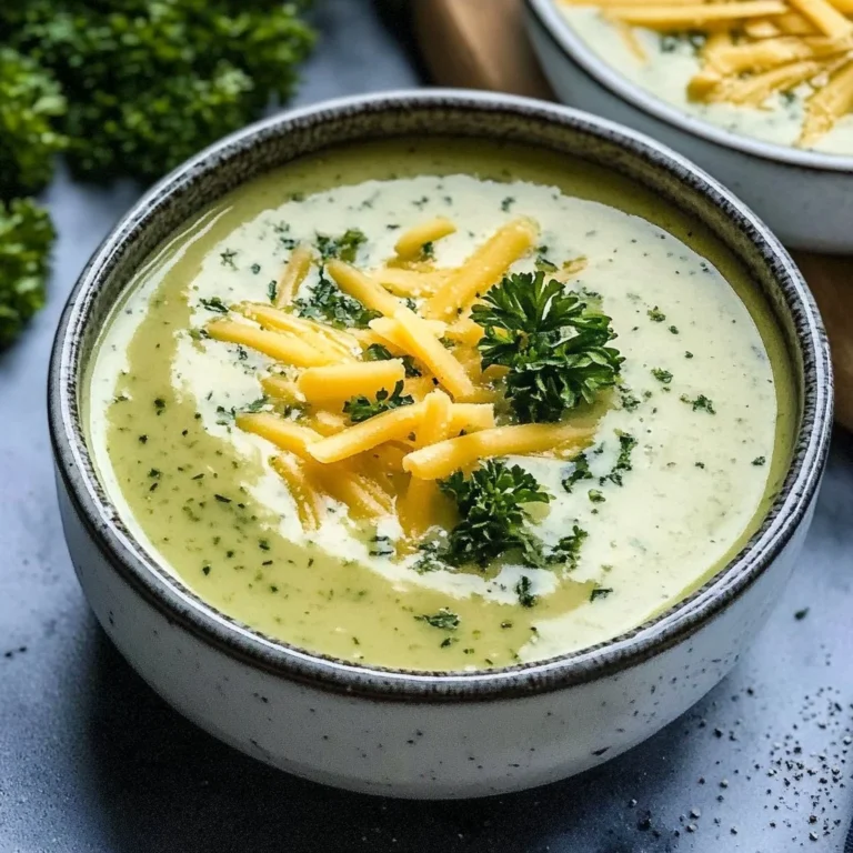 Bowl of creamy cheesy zucchini soup topped with fresh herbs.