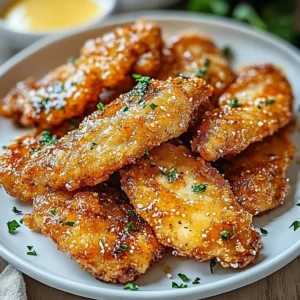 Delicious Greek Chicken Tenders served with fresh vegetables and dipping sauce