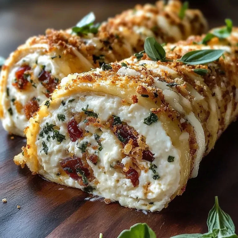 Delicious Italian cream cheese log arranged on a platter with herbs.
