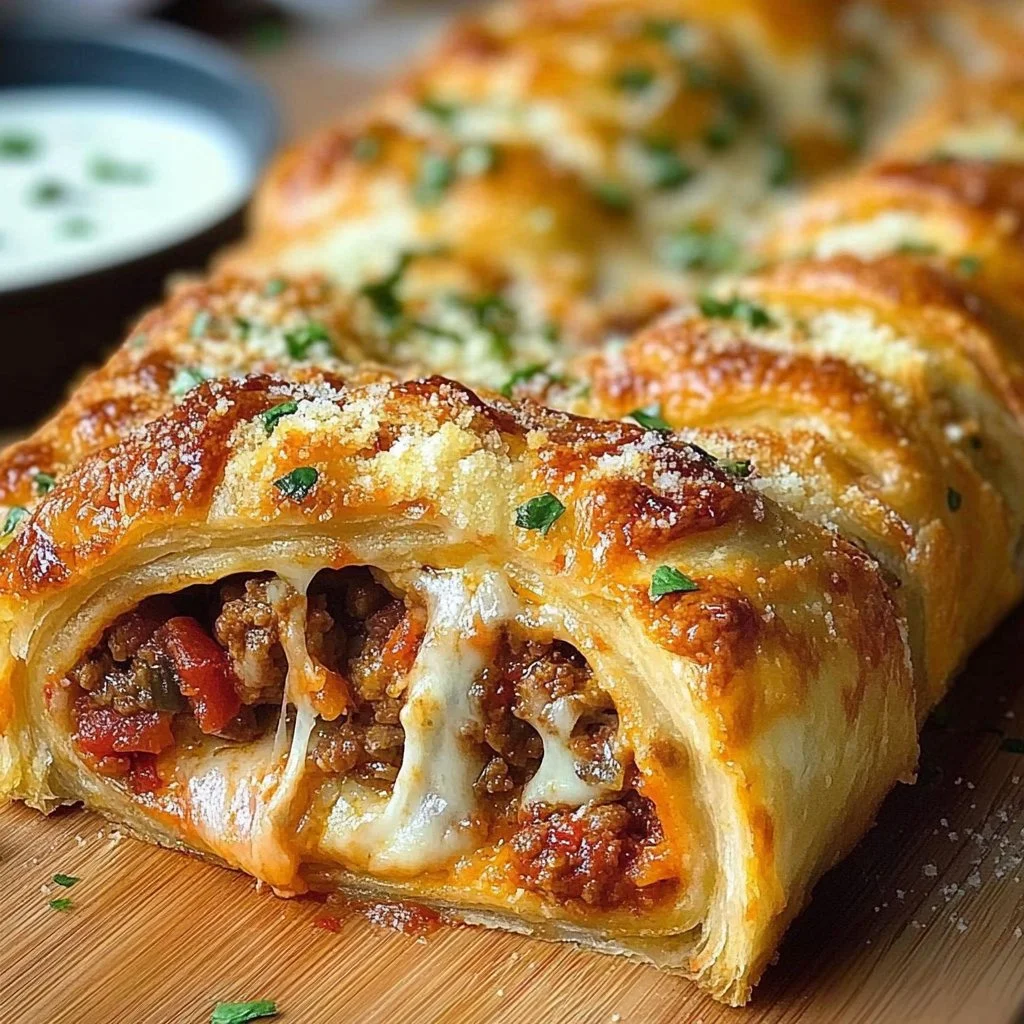 Delicious Italian Crescent Roll Sandwich Bake loaded with ingredients