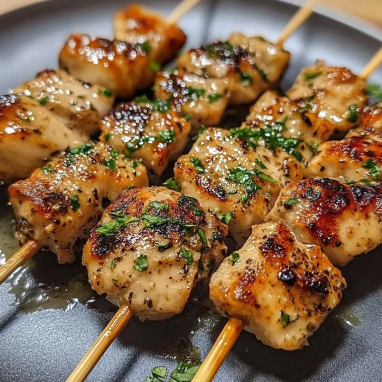 Juicy Ranch Garlic Parmesan Chicken Skewers on a serving platter