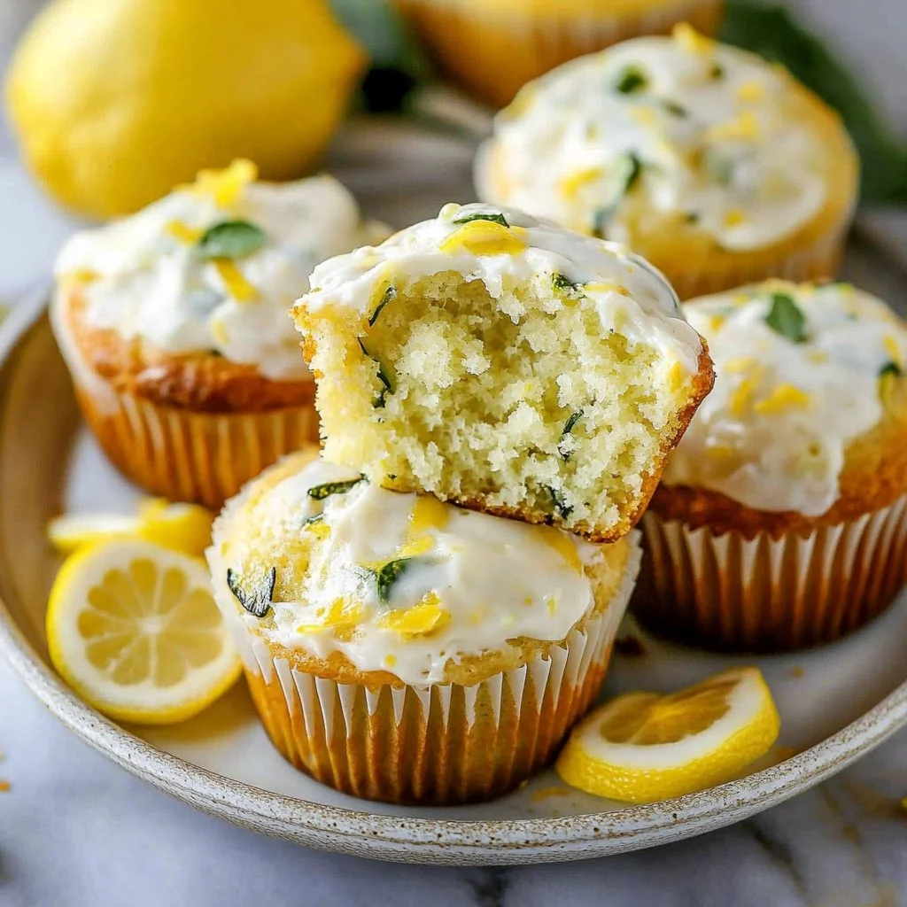 Lemon zucchini muffins fresh out of the oven, golden and delicious