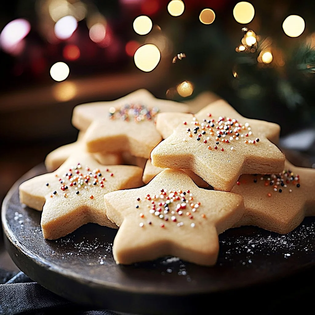 Plate of traditional Mexican Christmas Cookies with festive decorations