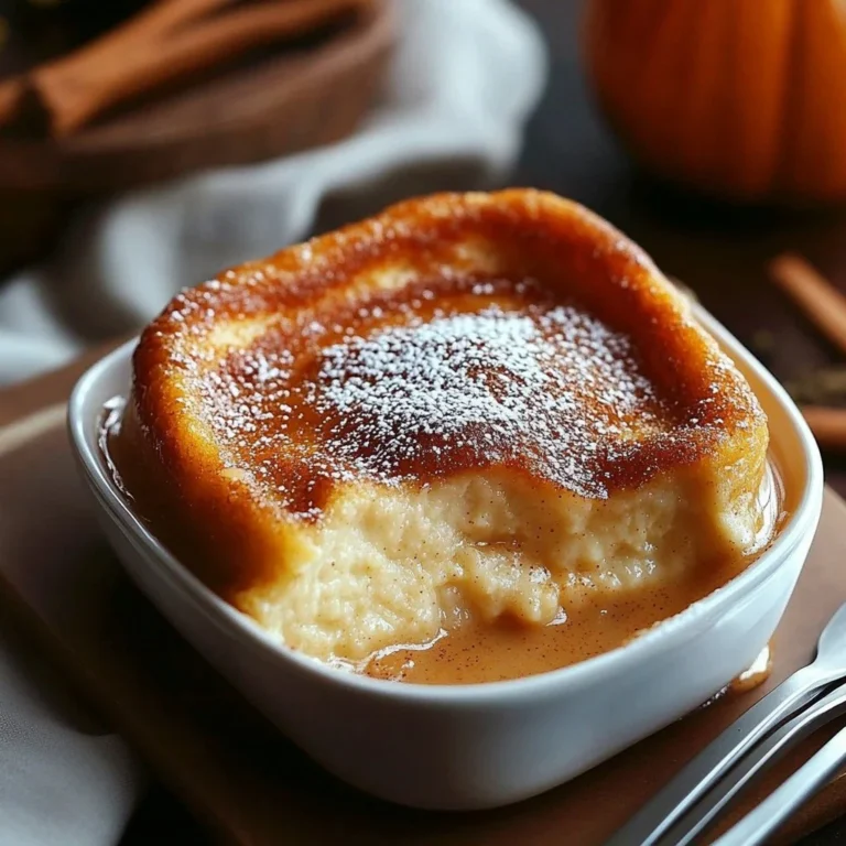 Delicious pumpkin pie pudding cake served as a festive fall dessert