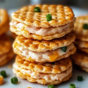 Ritz Cracker Party Sandwiches arranged on a platter for a festive gathering