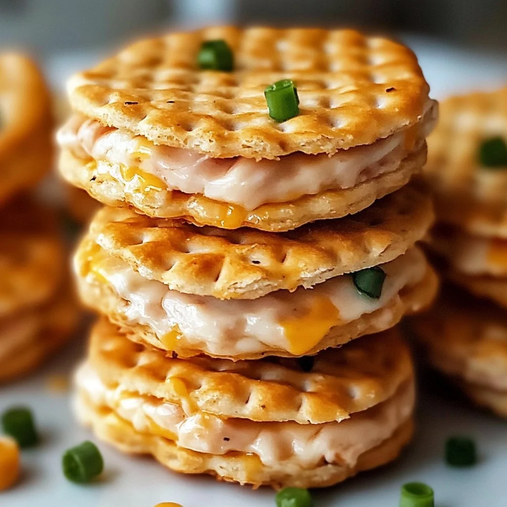 Ritz Cracker Party Sandwiches arranged on a platter for a festive gathering