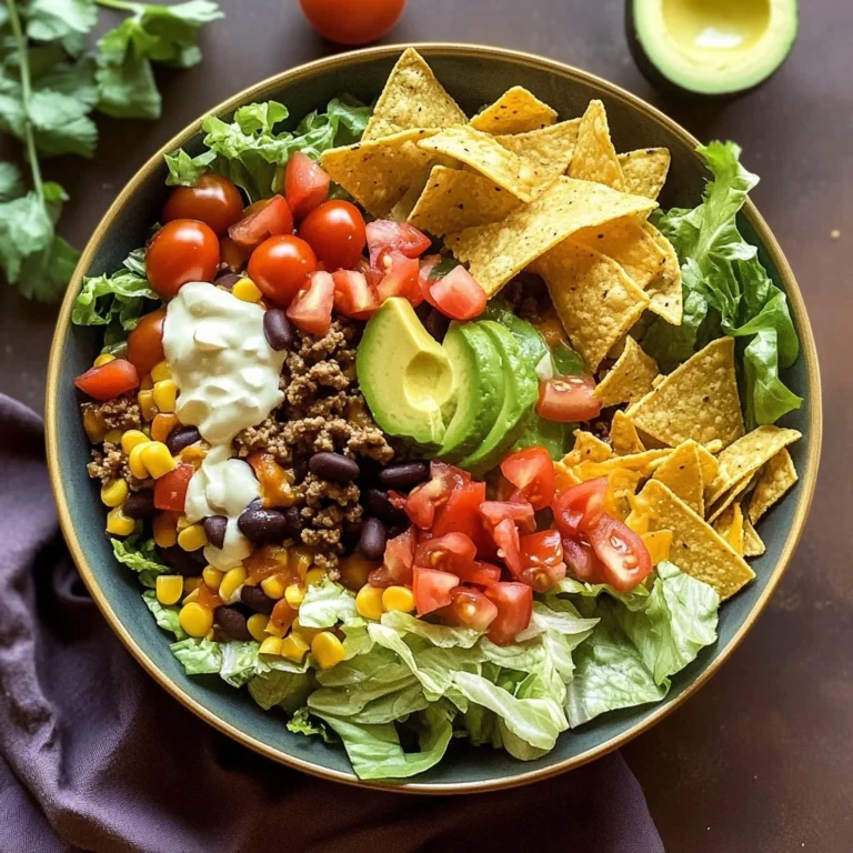 A colorful bowl of fresh Taco Salad topped with avocados and salsa