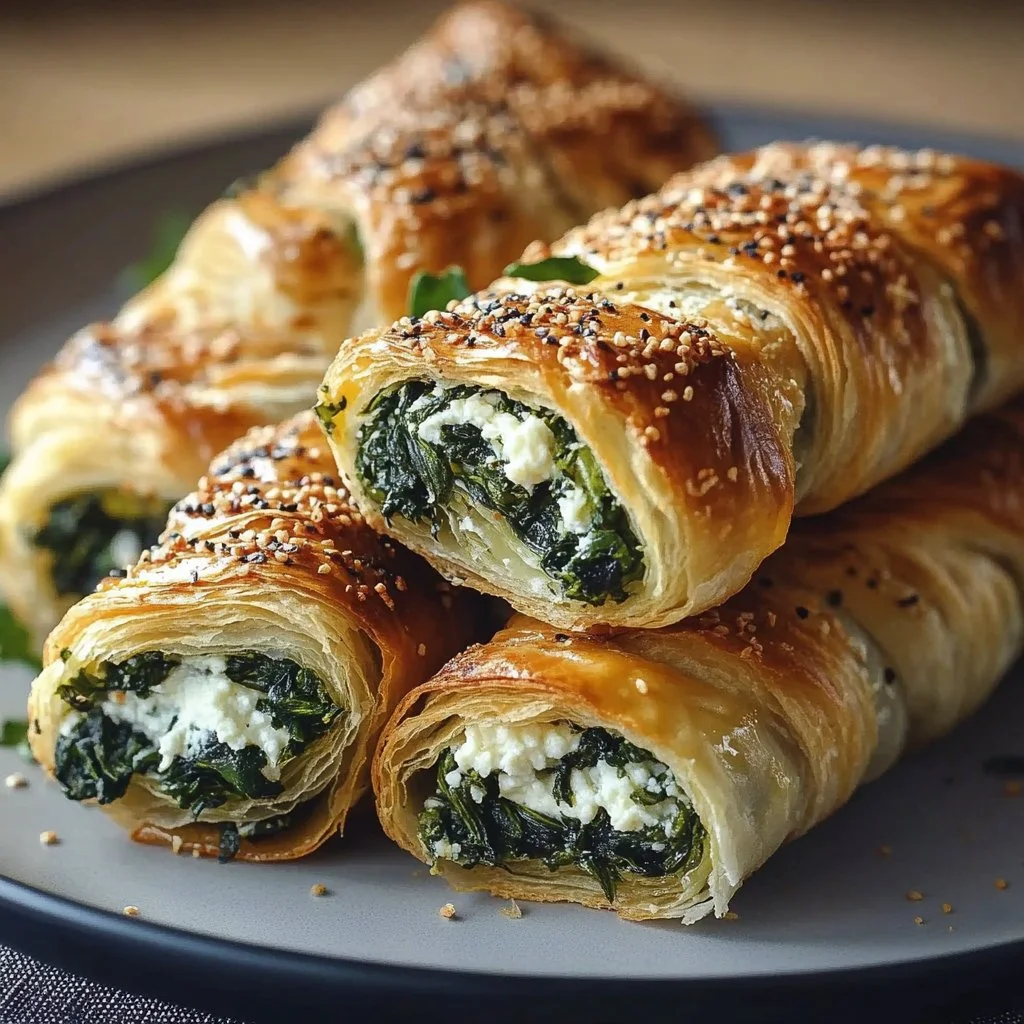 Homemade spinach feta twists freshly baked and served on a plate.