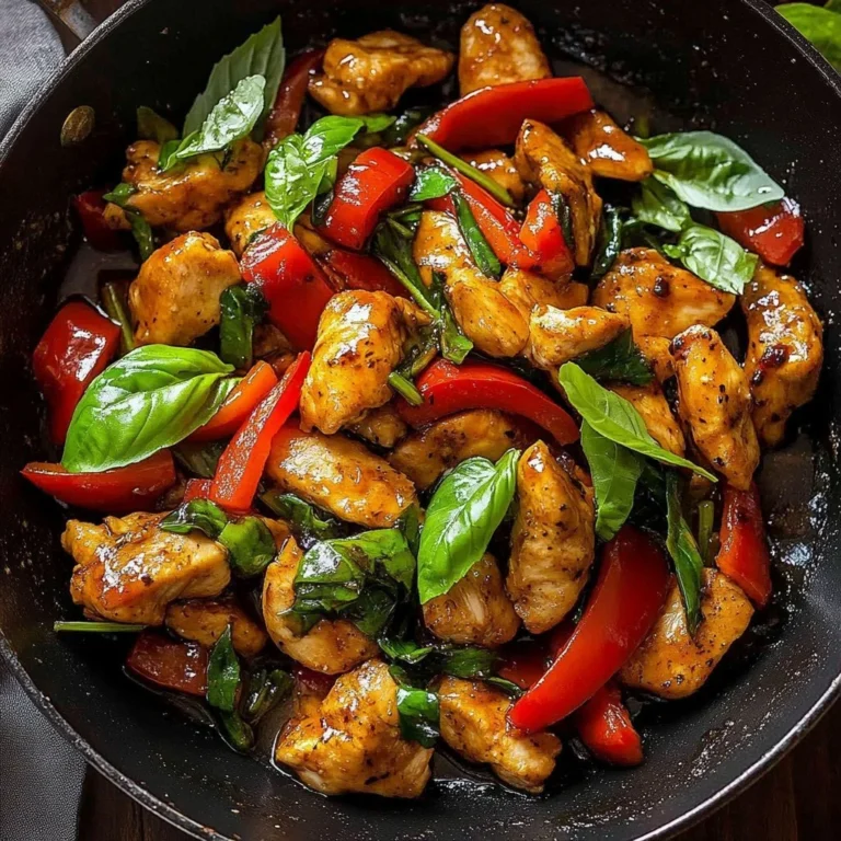 25 Minute Black Pepper Jalapeño Basil Chicken Stir Fry dish
