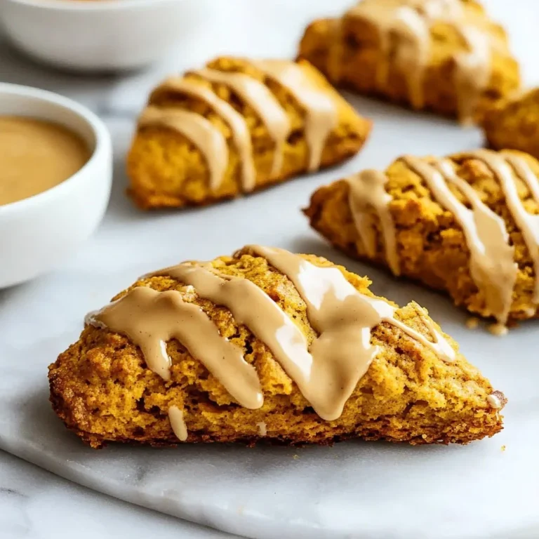 Delicious classic pumpkin scones on a wooden table, perfect for fall.