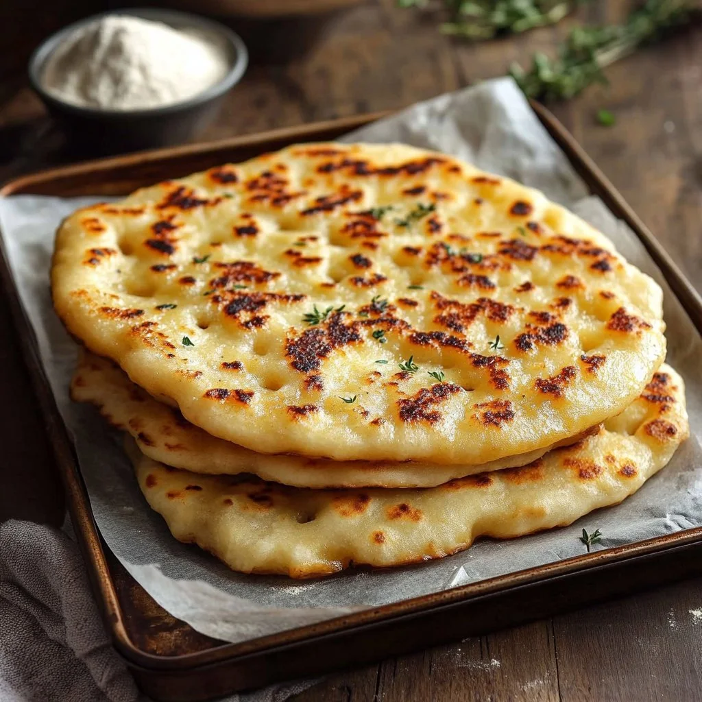 Delicious homemade cottage cheese flatbread served with fresh toppings