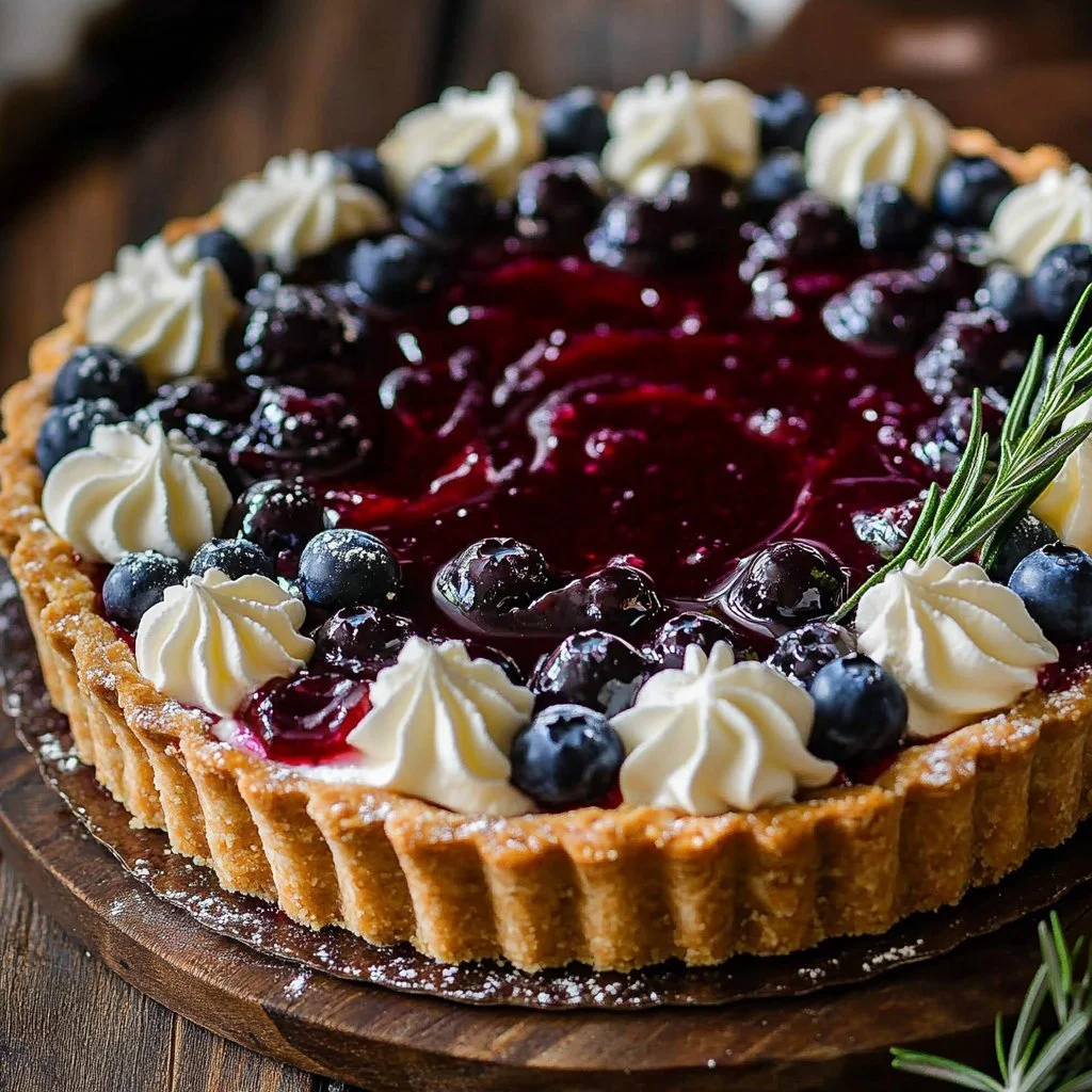 Delicious Cranberry White Chocolate Tart garnished with fresh cranberries and white chocolate shavings