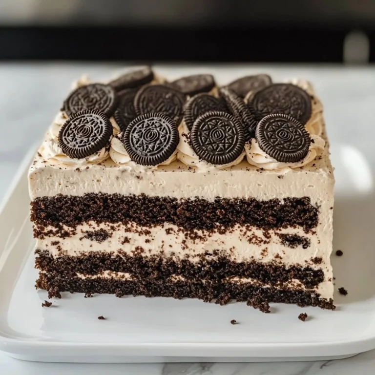 Delicious Easy No-Bake Oreo Icebox Cake with creamy layers and crushed Oreos