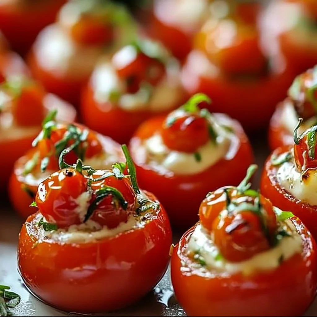 Easy stuffed cherry tomatoes filled with fresh ingredients for a flavorful appetizer.