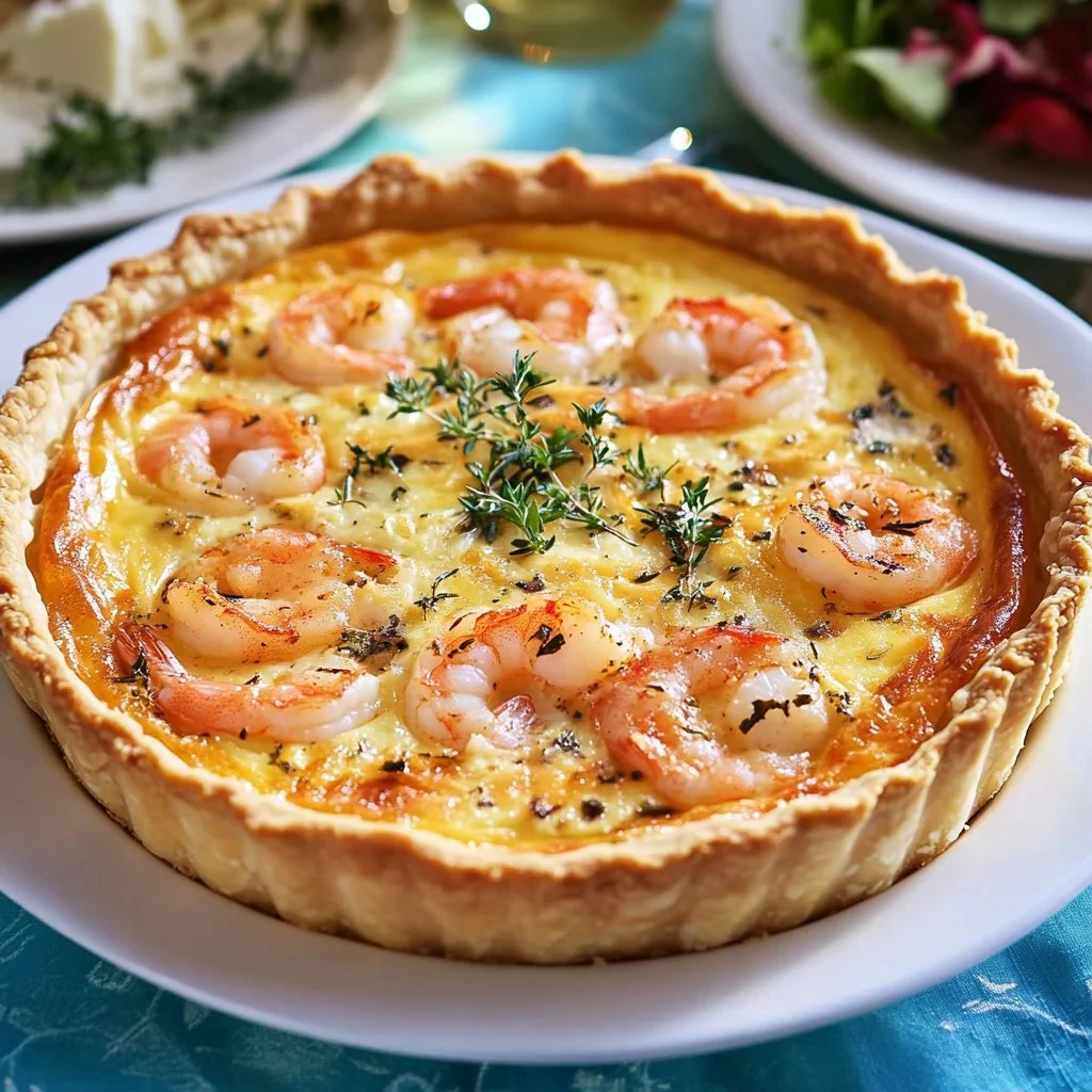 Delicious Florida shrimp pie served with garnish