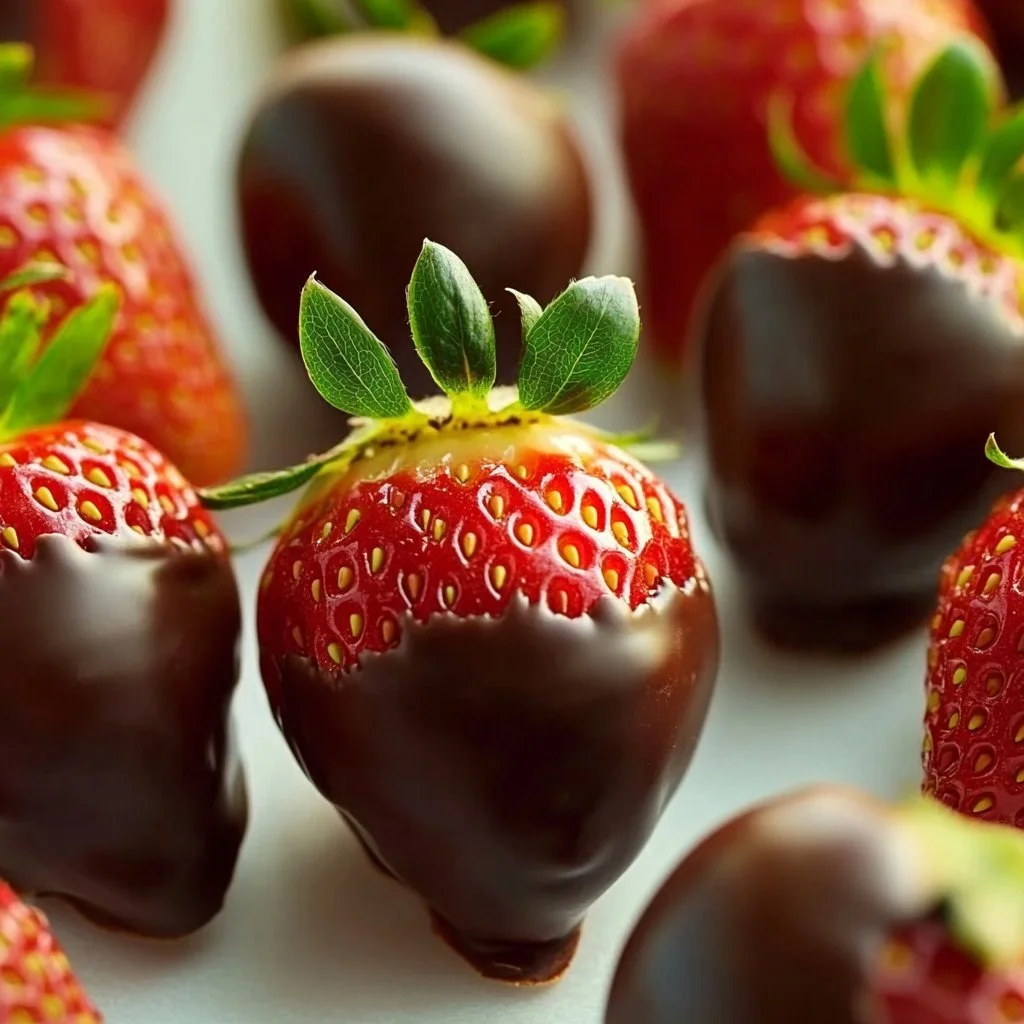 Delicious chocolate dipped strawberries ready to enjoy