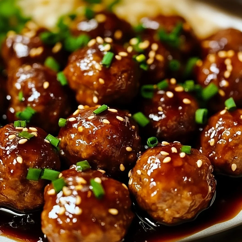 Delicious honey garlic chicken meatballs served on a platter.