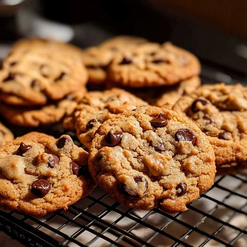 Delicious Lunch Lady Peanut Butter Chip Cookies with chocolate chips