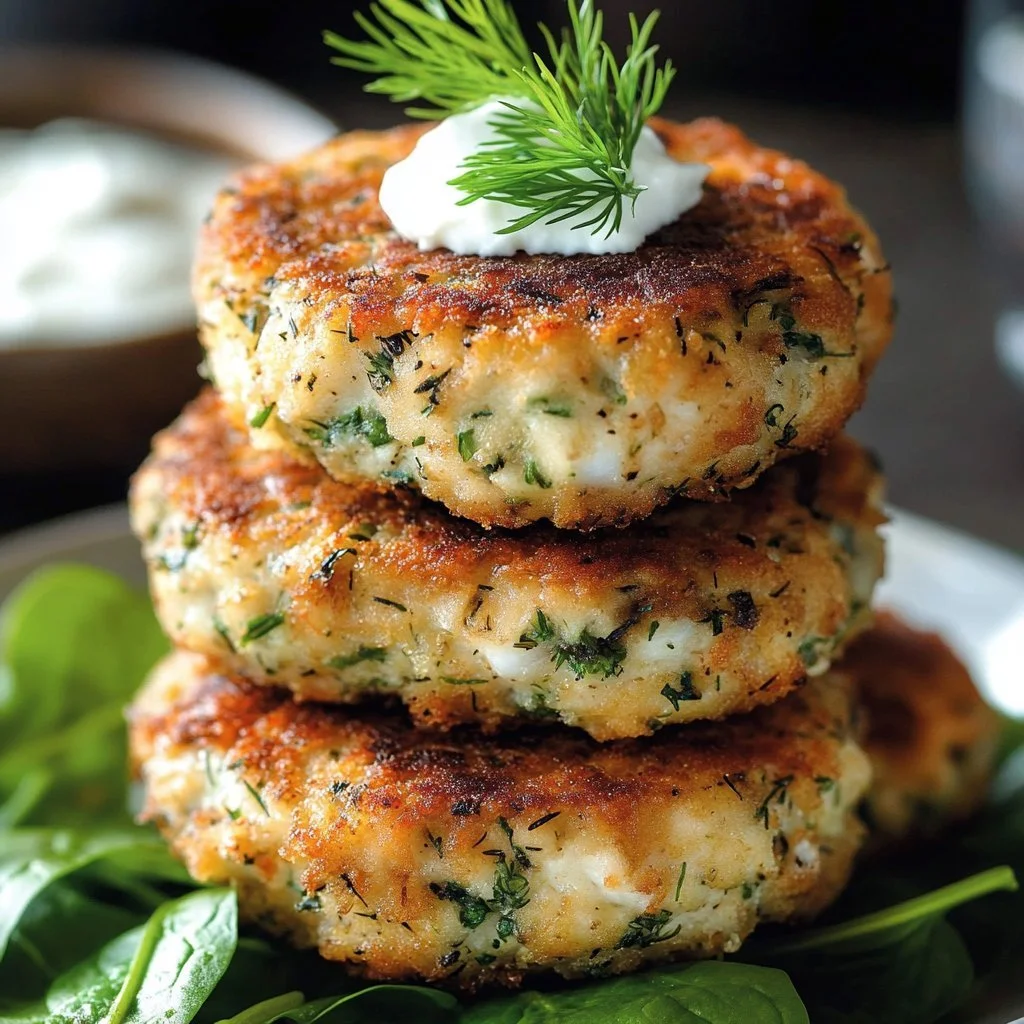 Delicious Mediterranean chicken patties served with fresh herbs and vegetables.