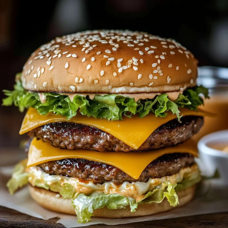 Homemade Big Mac burger with lettuce, cheese, and special sauce