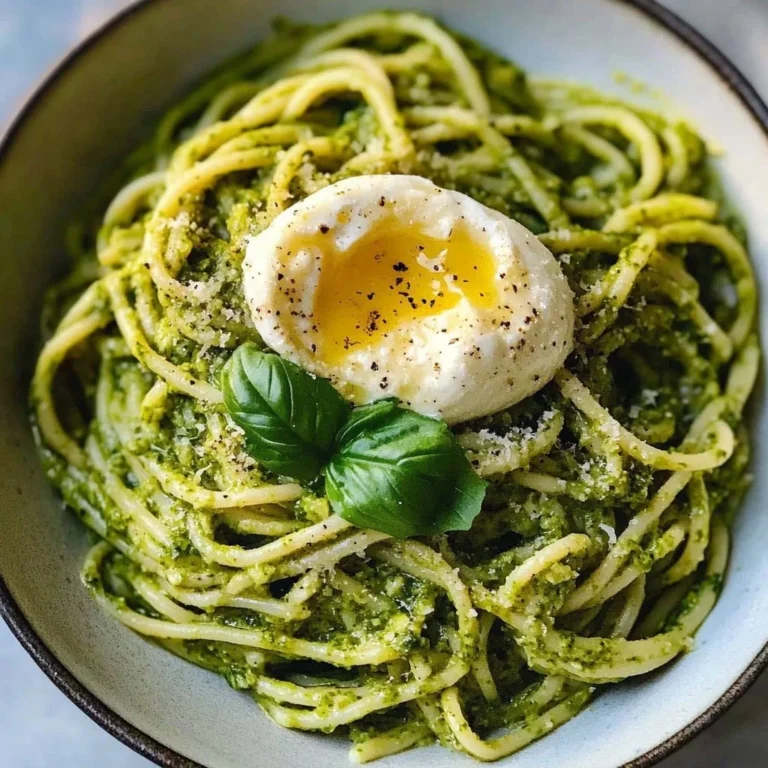 Bowls of Pistachio Pesto Pasta with Burrata topped with fresh basil