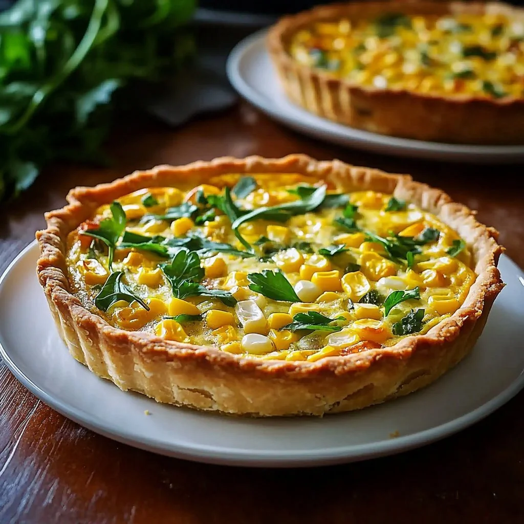 Delicious summer squash roasted corn tart with fresh ingredients
