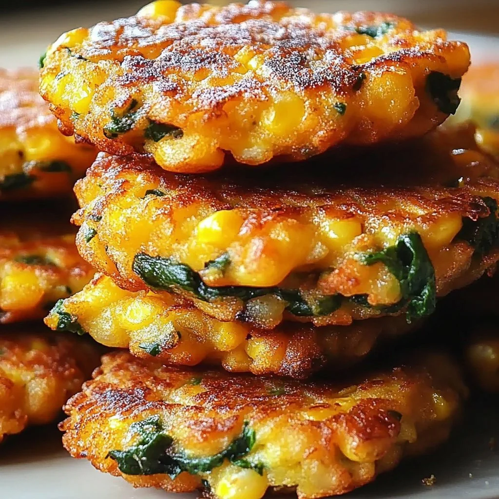 Golden zucchini corn fritters served on a plate with dipping sauce.