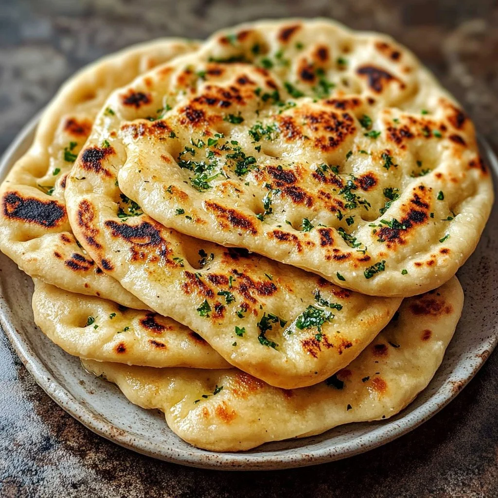 Delicious air fryer garlic naan bread fresh out of the appliance