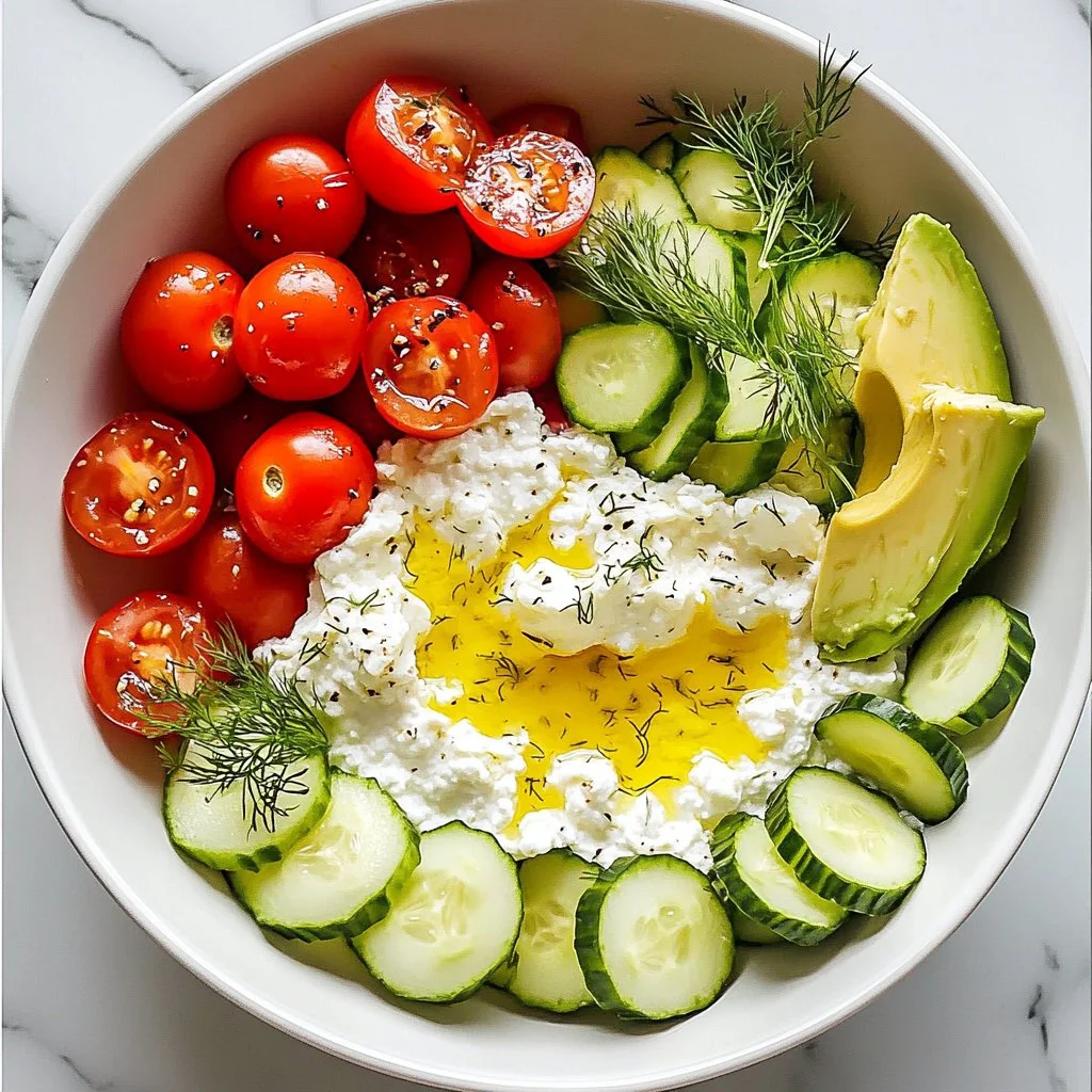 Delicious Crab Cottage Cheese Bowl topped with fresh crab and herbs