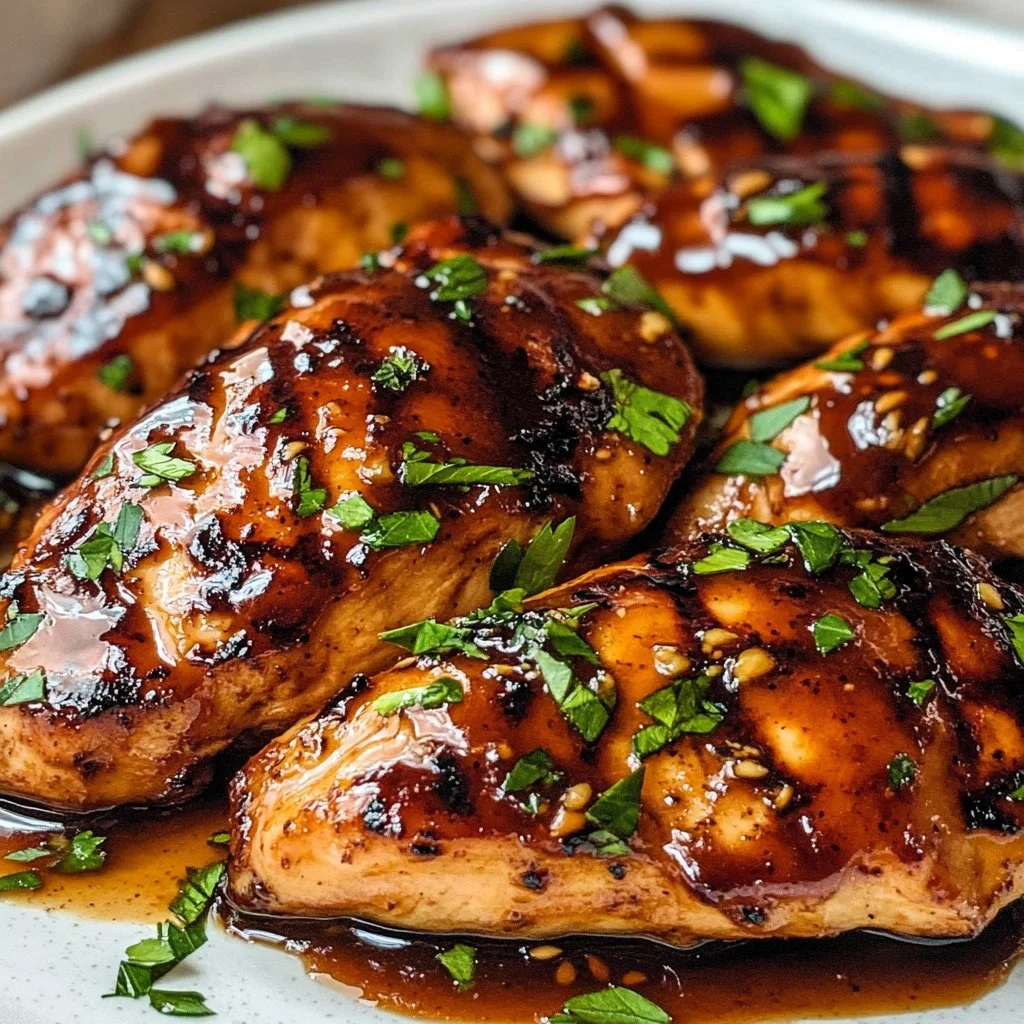 Delicious Honey Sriracha Chicken served on a plate with fresh herbs.