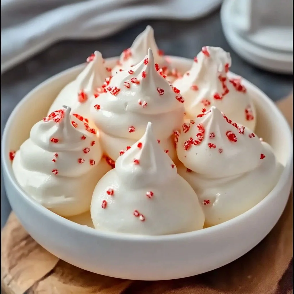 Festive peppermint meringues with a light and airy texture